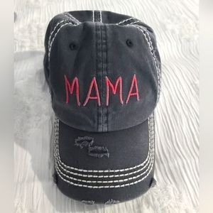 Distressed MAMA embroidered hat baseball cap